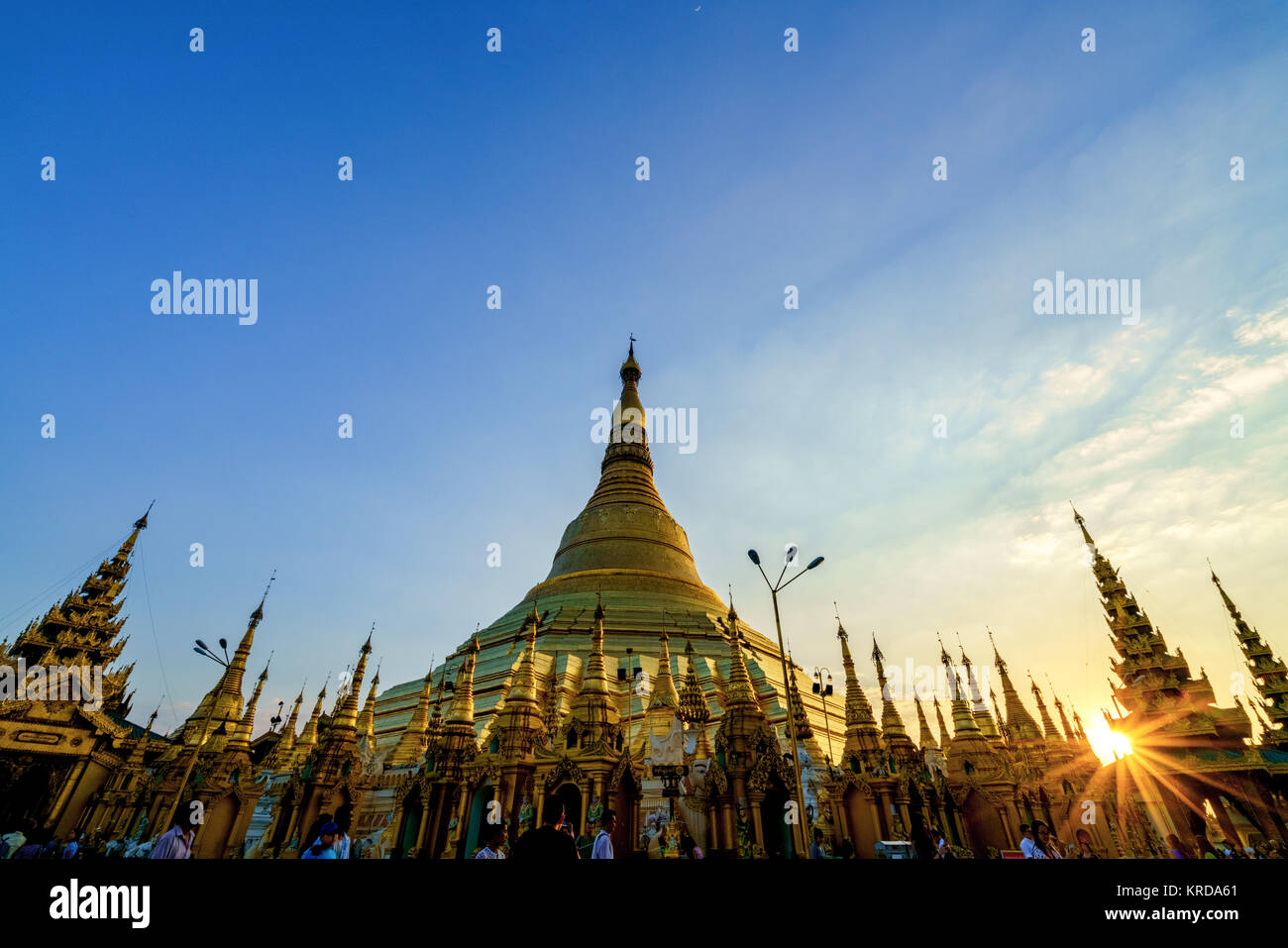 Royalty high quality free stock image of Shwedagon Paya pagoda Myanmer famous sacred place and tourist attraction landmark.Yangon, Myanmar Stock Photo