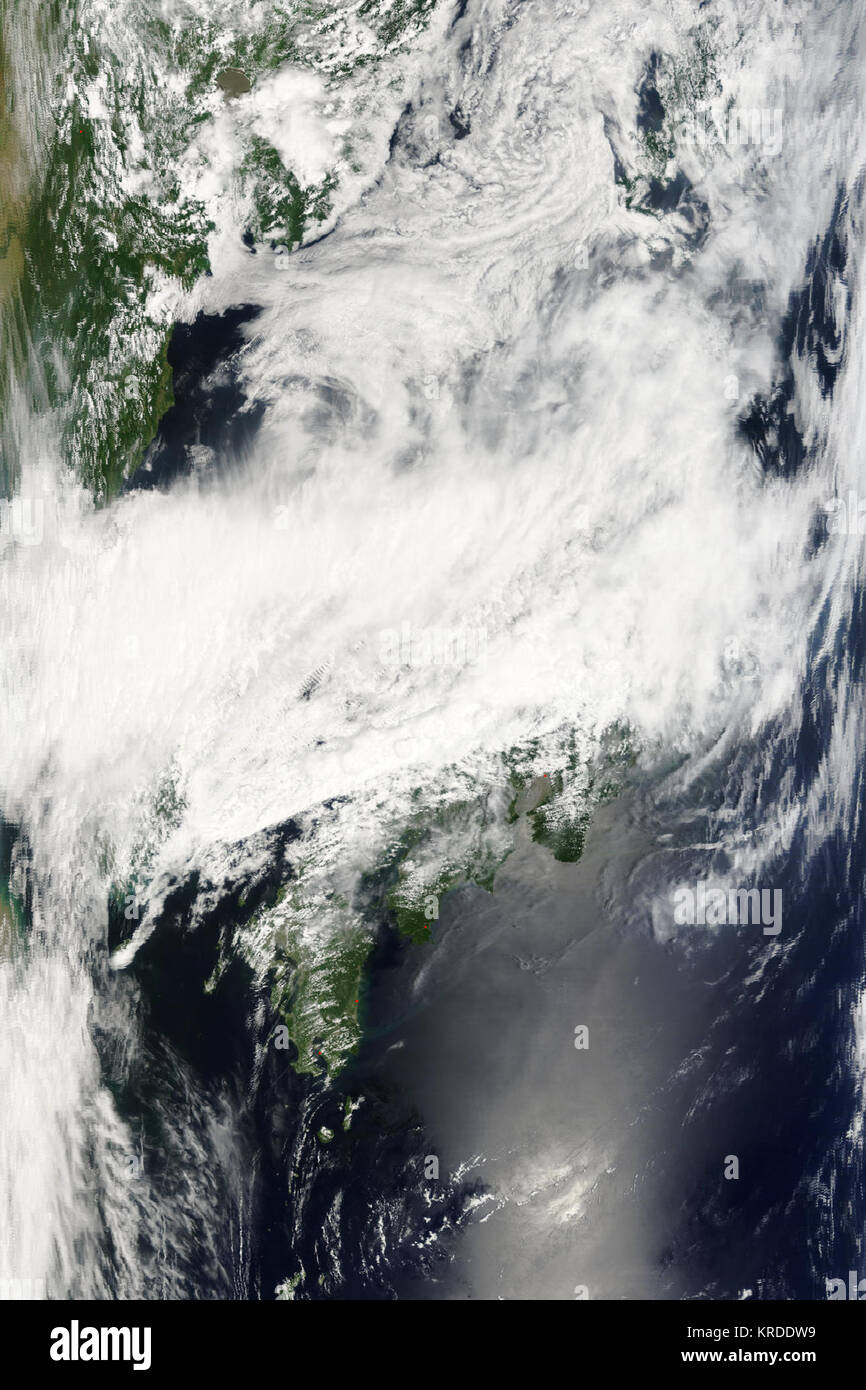Terra MODIS Stationary front cloud over Japan Stock Photo Alamy
