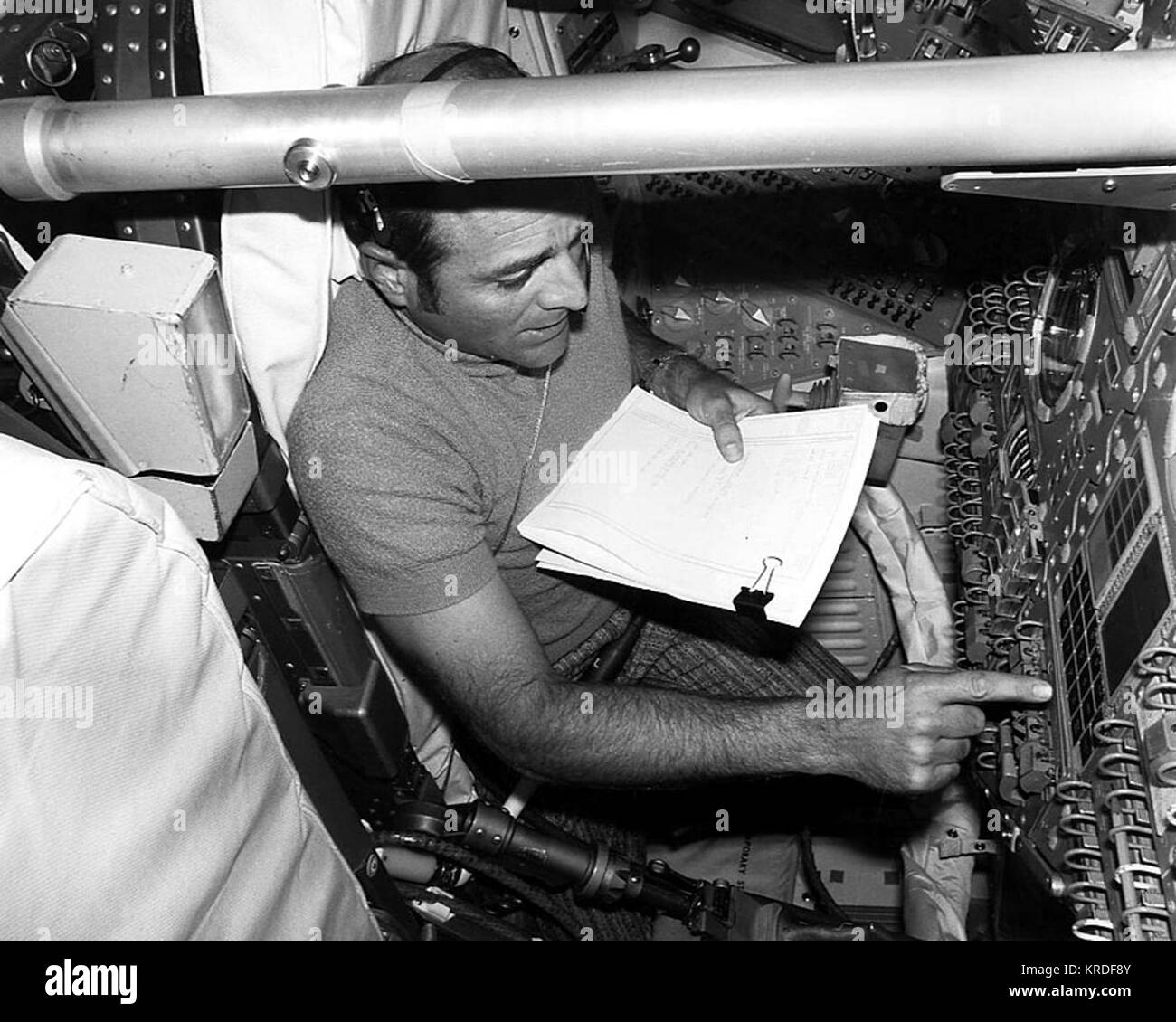 Apollo 17 Evans training in Command Module Simulator Ap17-KSC-72P-445 ...