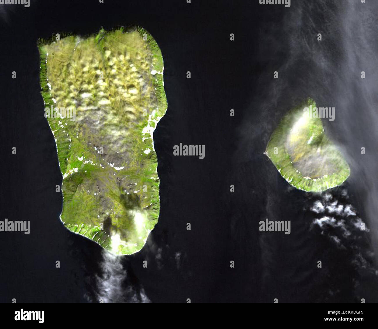 The Diomede Islands In The BeringSea Picture From Space Stock Photo The Diomede Islands In The Beringsea Picture From Space KRDGF9 