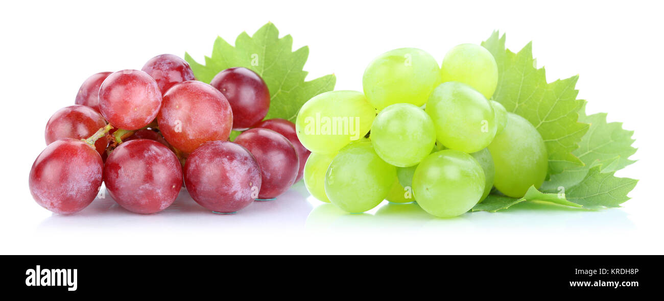 Trauben Weintrauben rot grün frische Früchte Obst Freisteller Stock Photo