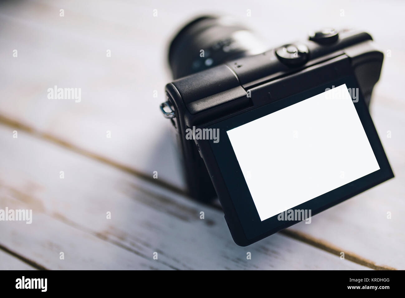 Mirrorless camera with focus on tilt screen Stock Photo Alamy