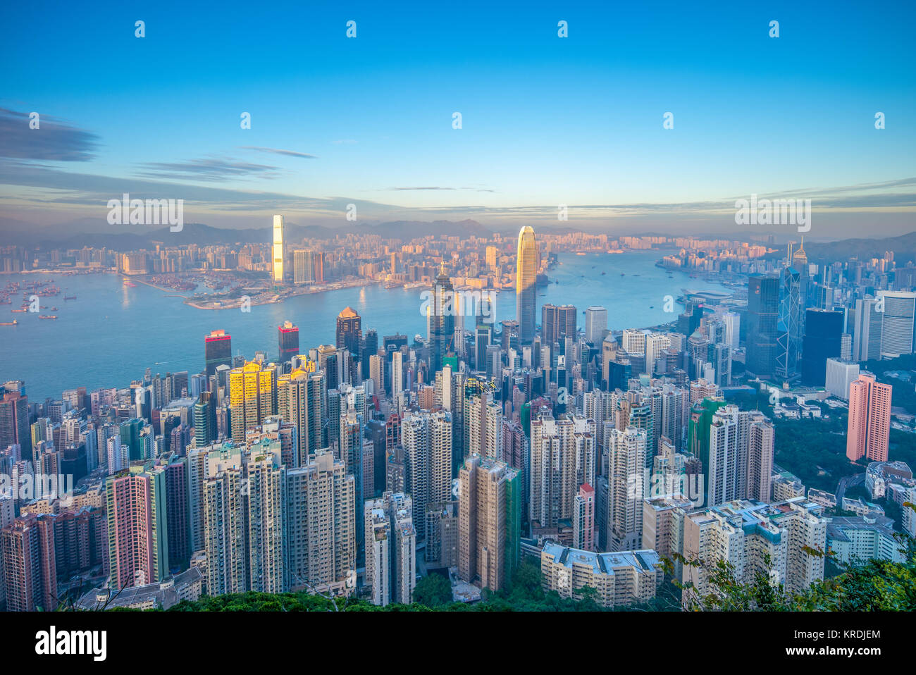 aerial view of hong kong from victoria peak Stock Photo
