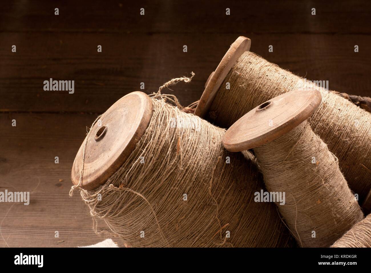 old bobbin with thread 5 Stock Photo Alamy