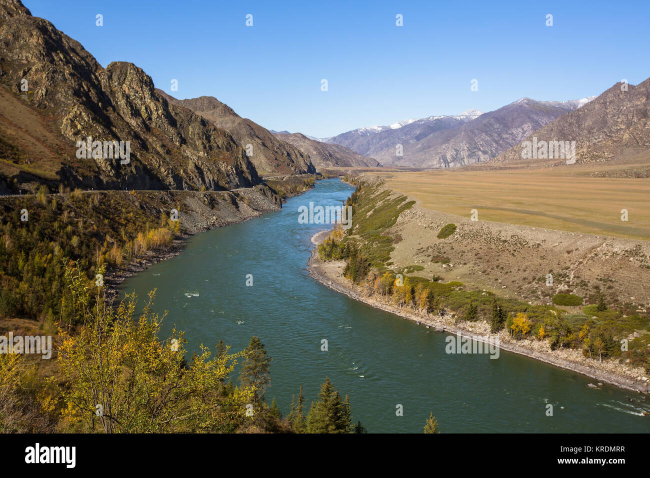 Katun River in Altai Mountains, Russia. Stock Photo
