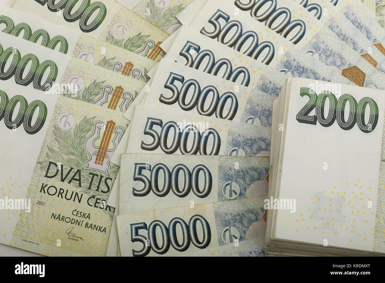 czech banknotes crowns background Stock Photo