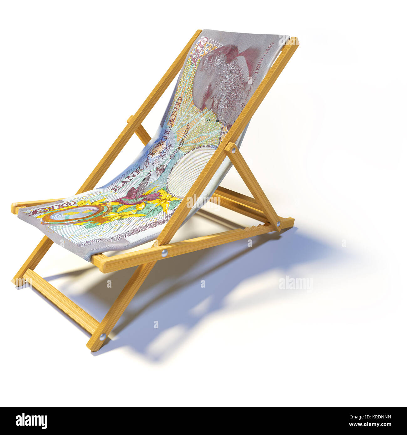 fold-down chair with 10 english pounds Stock Photo