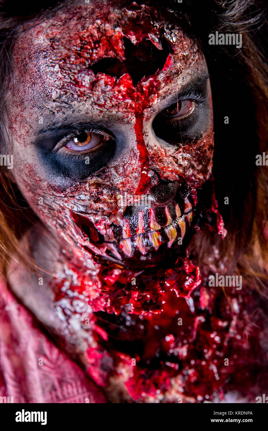 Zombie girl closeup Stock Photo