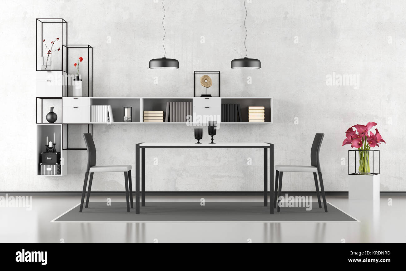 Black and white dining room Stock Photo Alamy