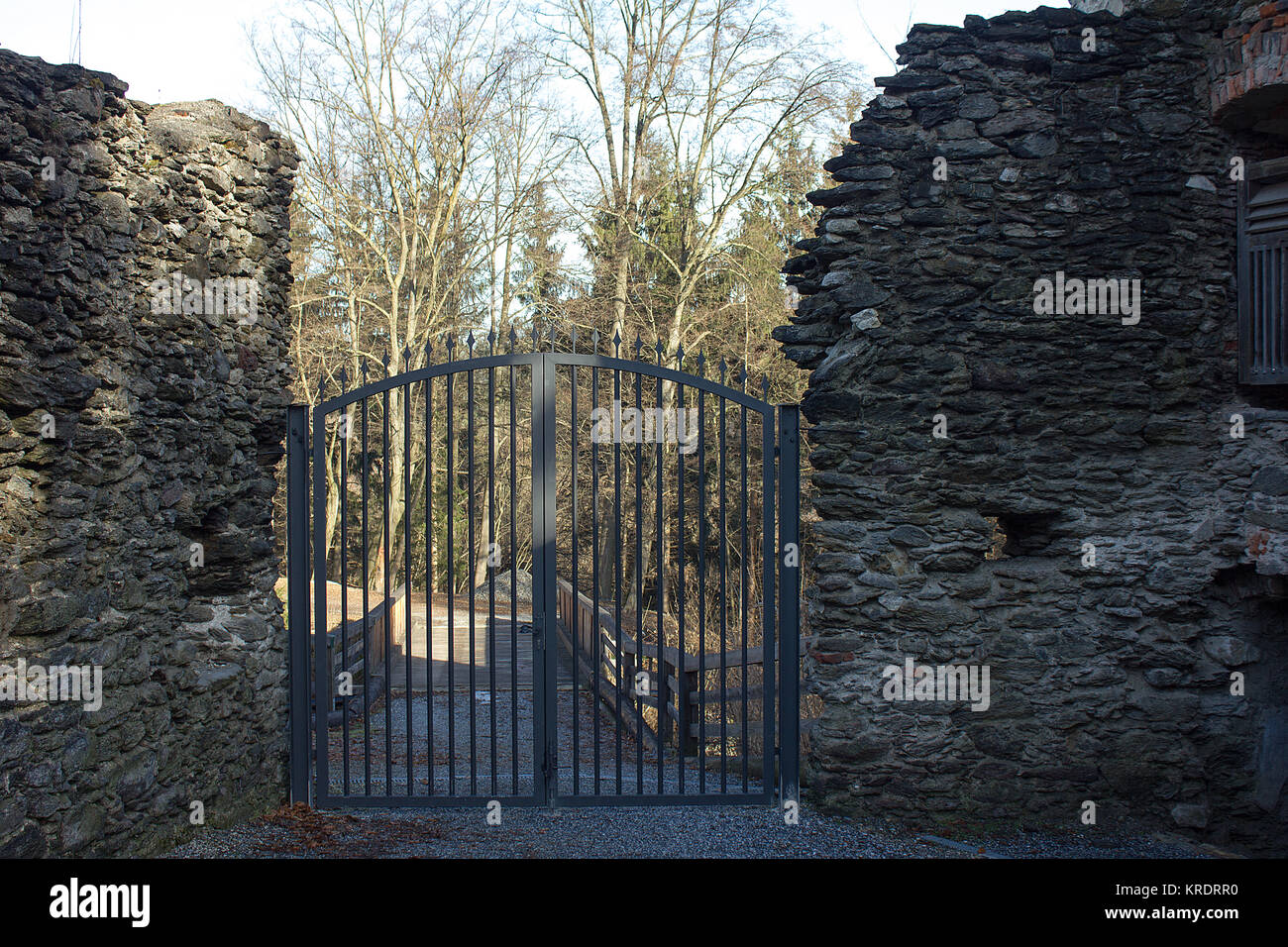 barred gate in a castle Stock Photo Alamy