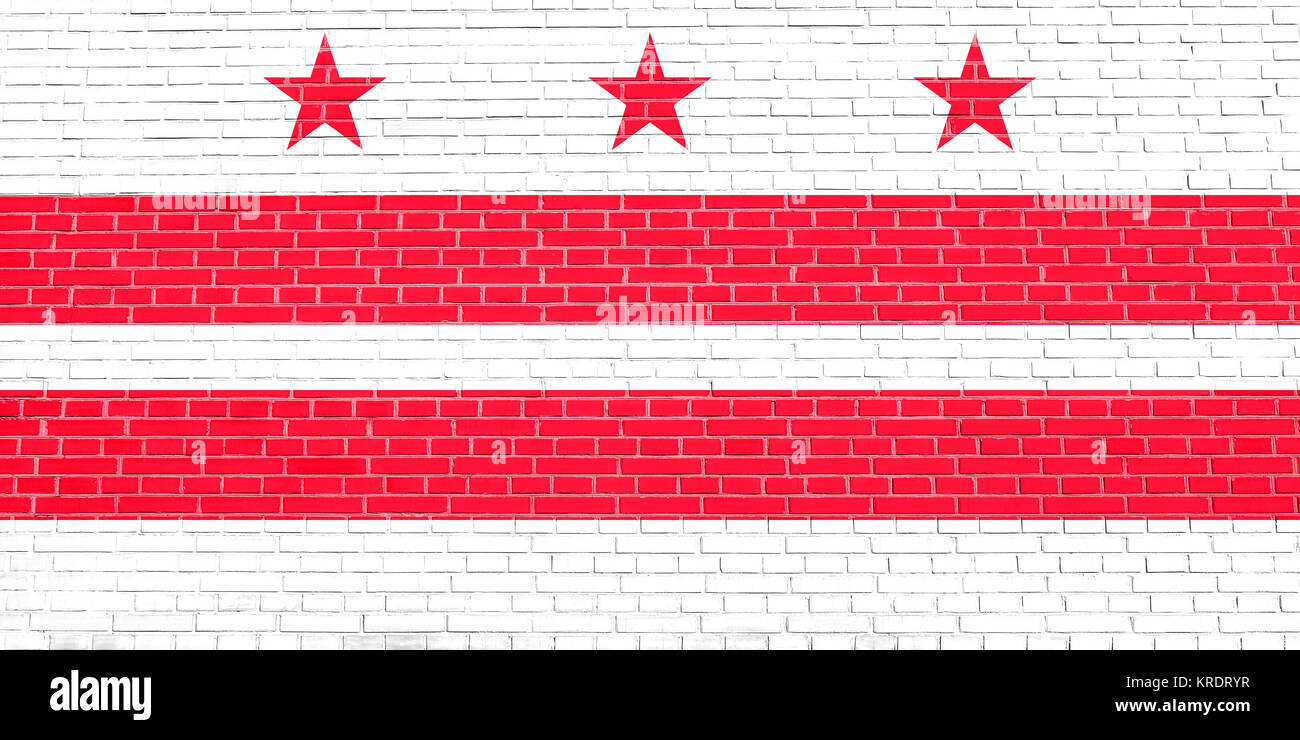 Flag of Washington, D.C. on brick wall texture Stock Photo - Alamy