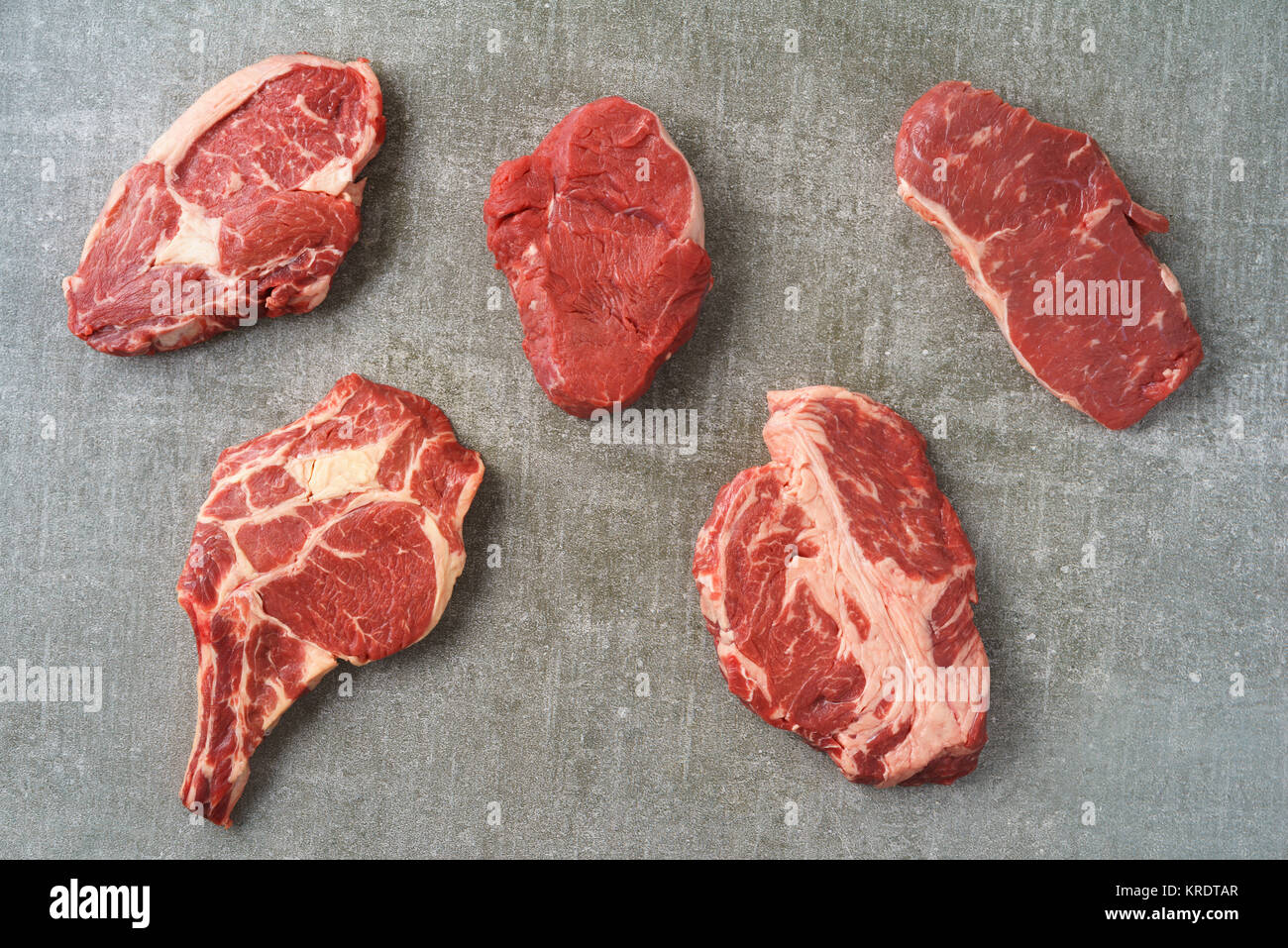 Variety of steaks Stock Photo Alamy