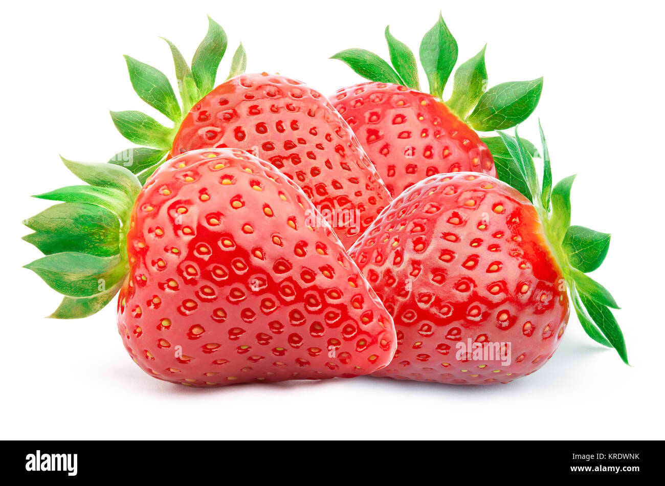 Four strawberries isolated Stock Photo Alamy