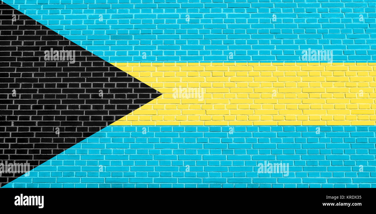 Flag of Bahamas on brick wall texture background Stock Photo - Alamy