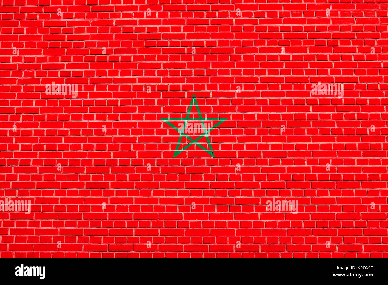 Flag of Morocco on brick wall texture background Stock Photo - Alamy