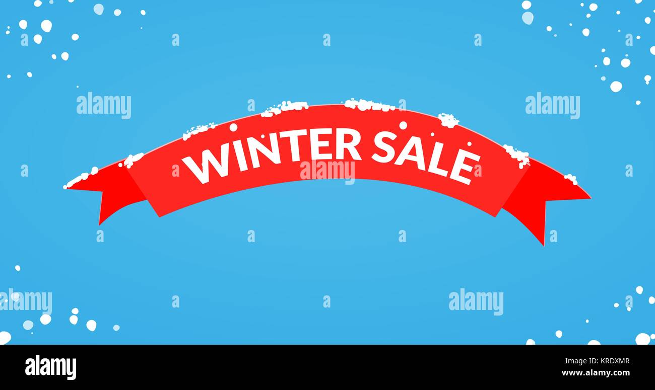 Winter sale red ribbon card design illustration Stock Vector Image ...