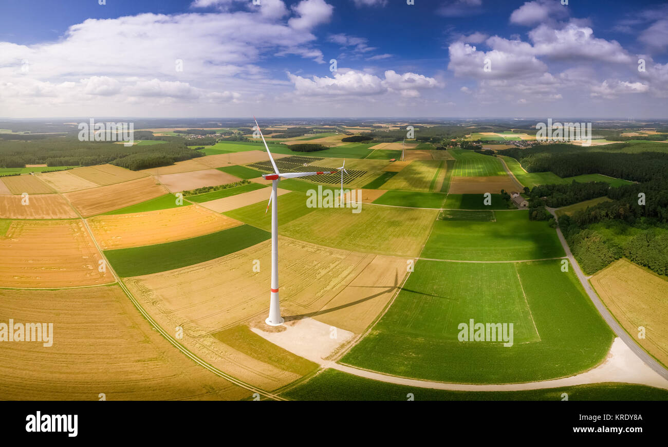 wind power in good weather from the air Stock Photo Alamy