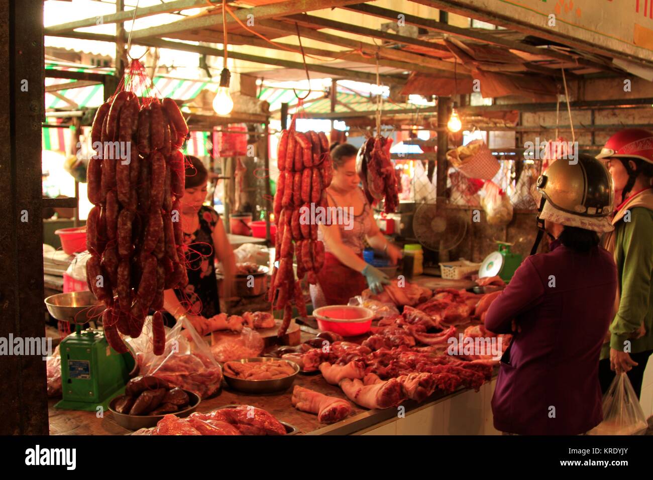 Meat market Mekong Delta, Vietnam Stock Photo Alamy