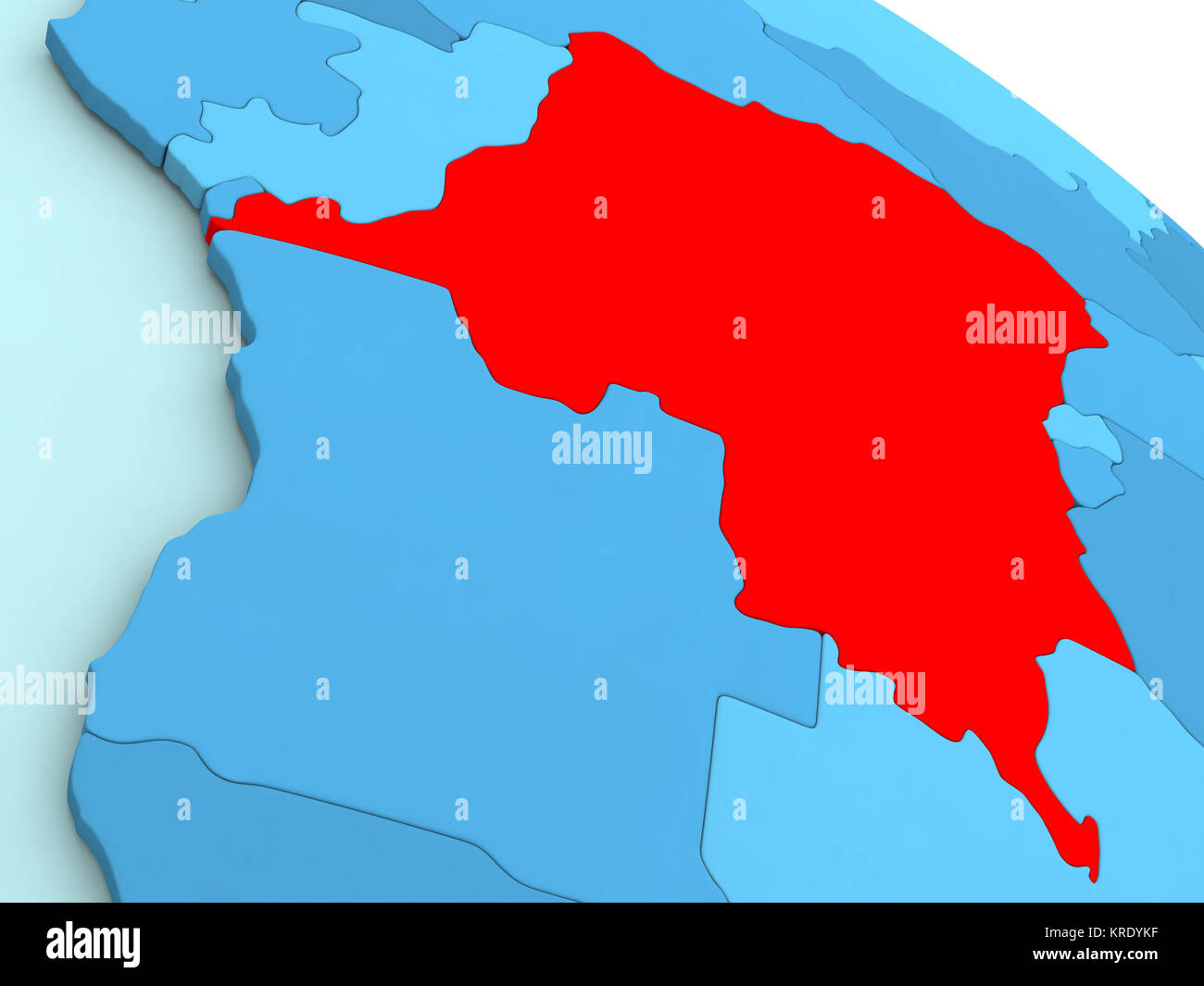 Democratic Republic of Congo in red on blue globe Stock Photo - Alamy