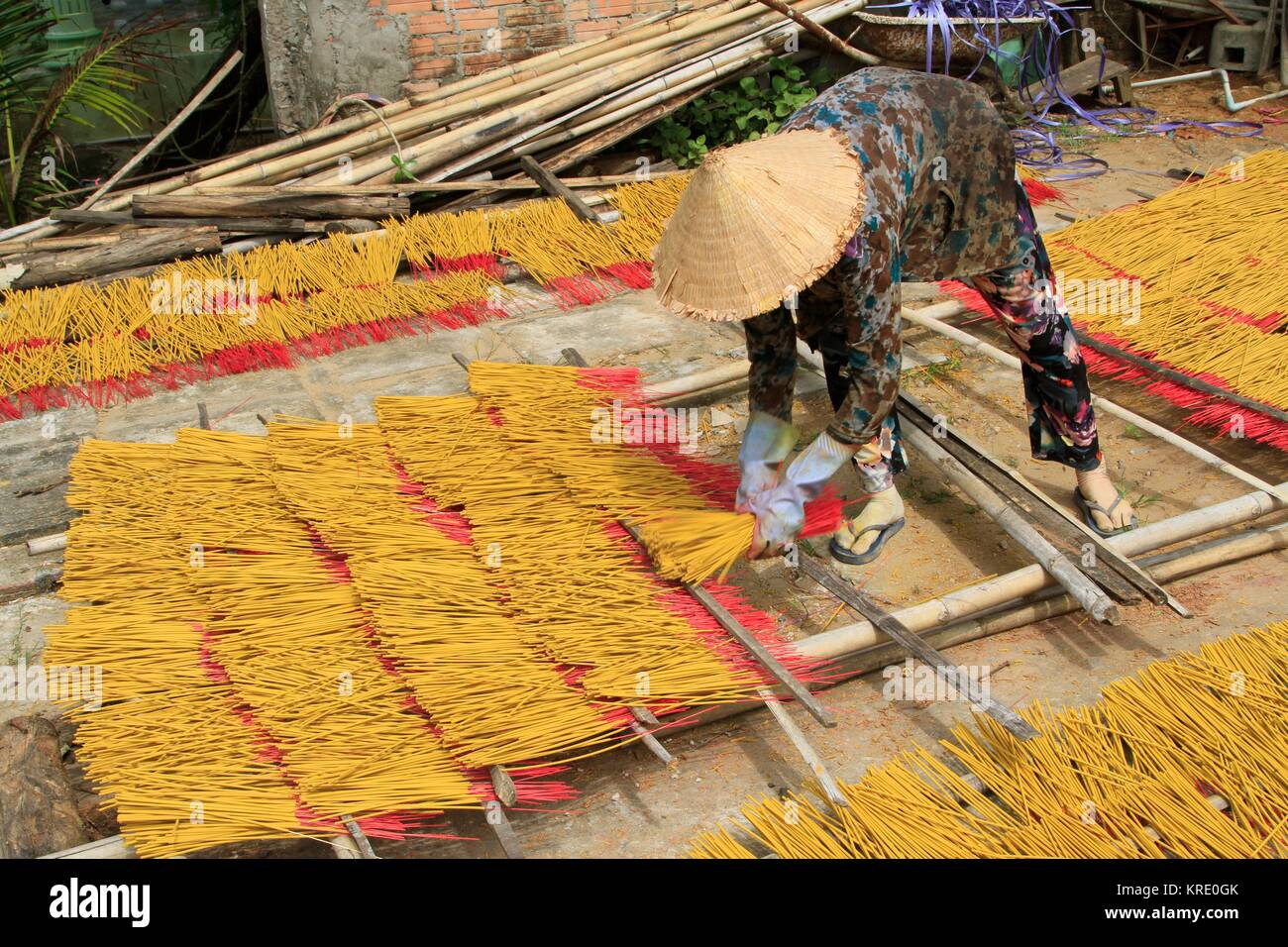 Incense production and drying, Mekong Delta, Vietnam Stock Photo Alamy
