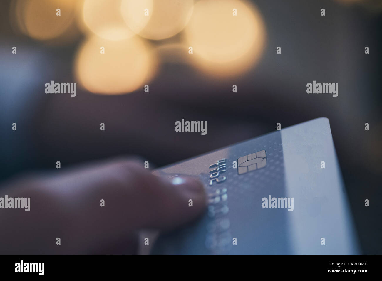 Transaction concept - girl holdin a credit card ; Stock Photo