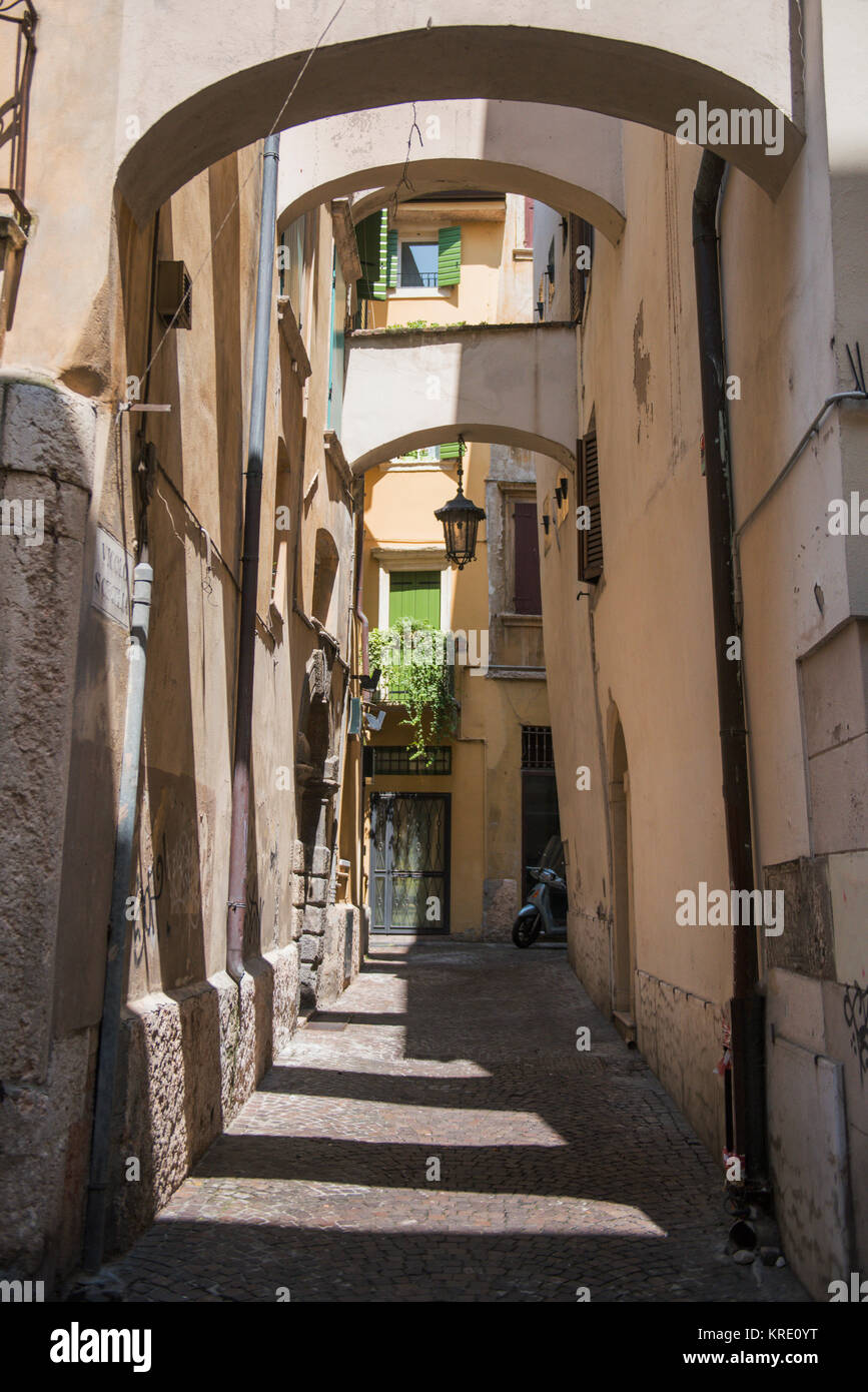 Narrow street in Verona, Italy Stock Photo