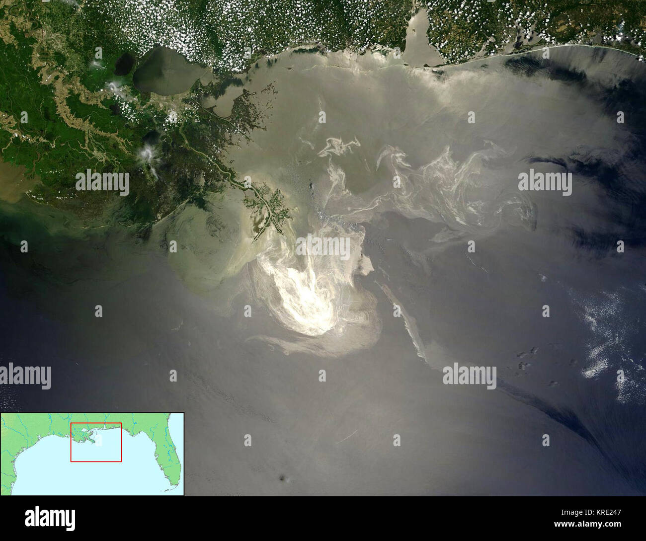 Deepwater Horizon oil spill - May 24, 2010 - with locator Stock Photo