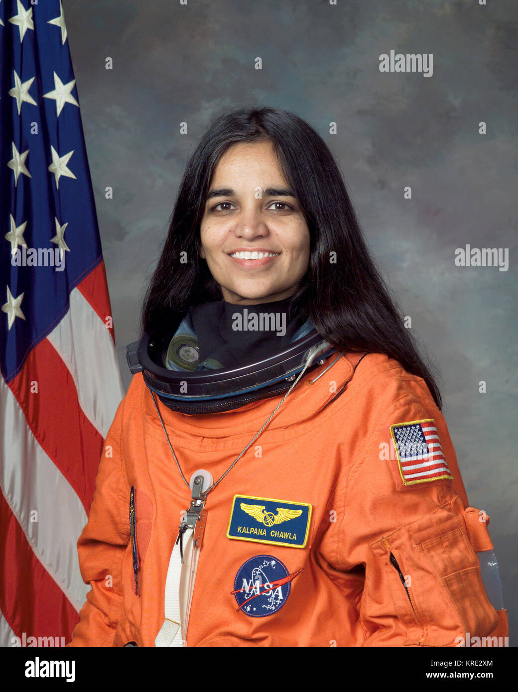 Kalpana Chawla, NASA photo portrait in orange suit Stock Photo