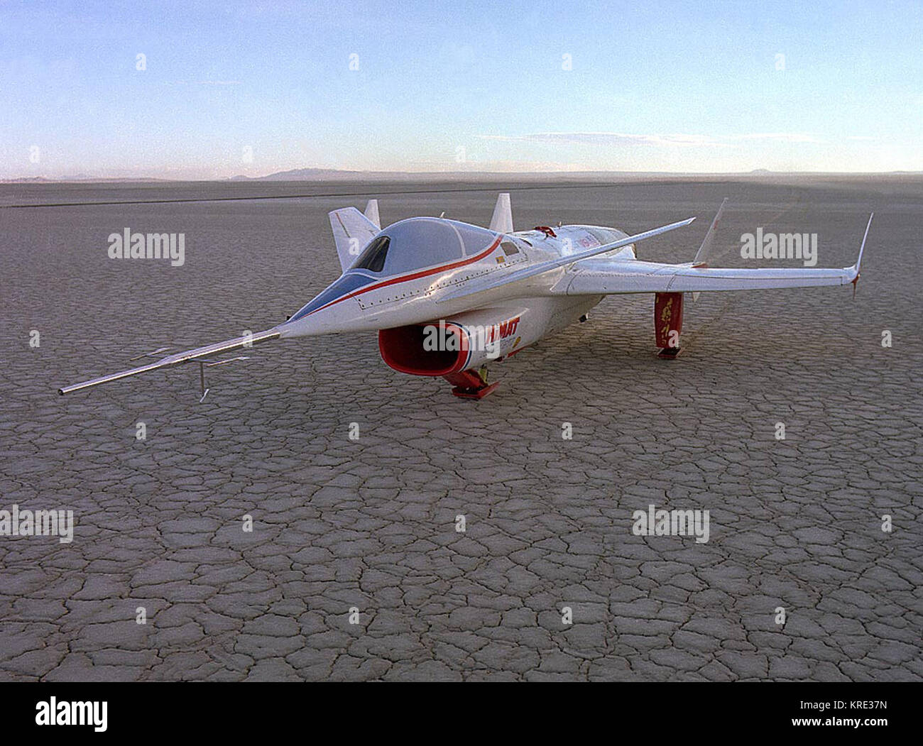 HiMAT on lakebed after landing Stock Photo