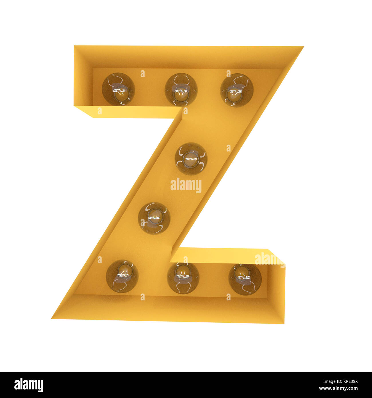 Letter Z light sign yellow vintage. 3D rendering Stock Photo