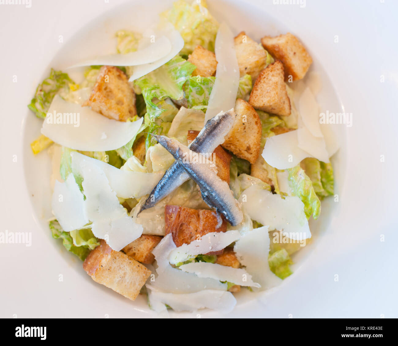 Cesar salad with anchovies Stock Photo Alamy