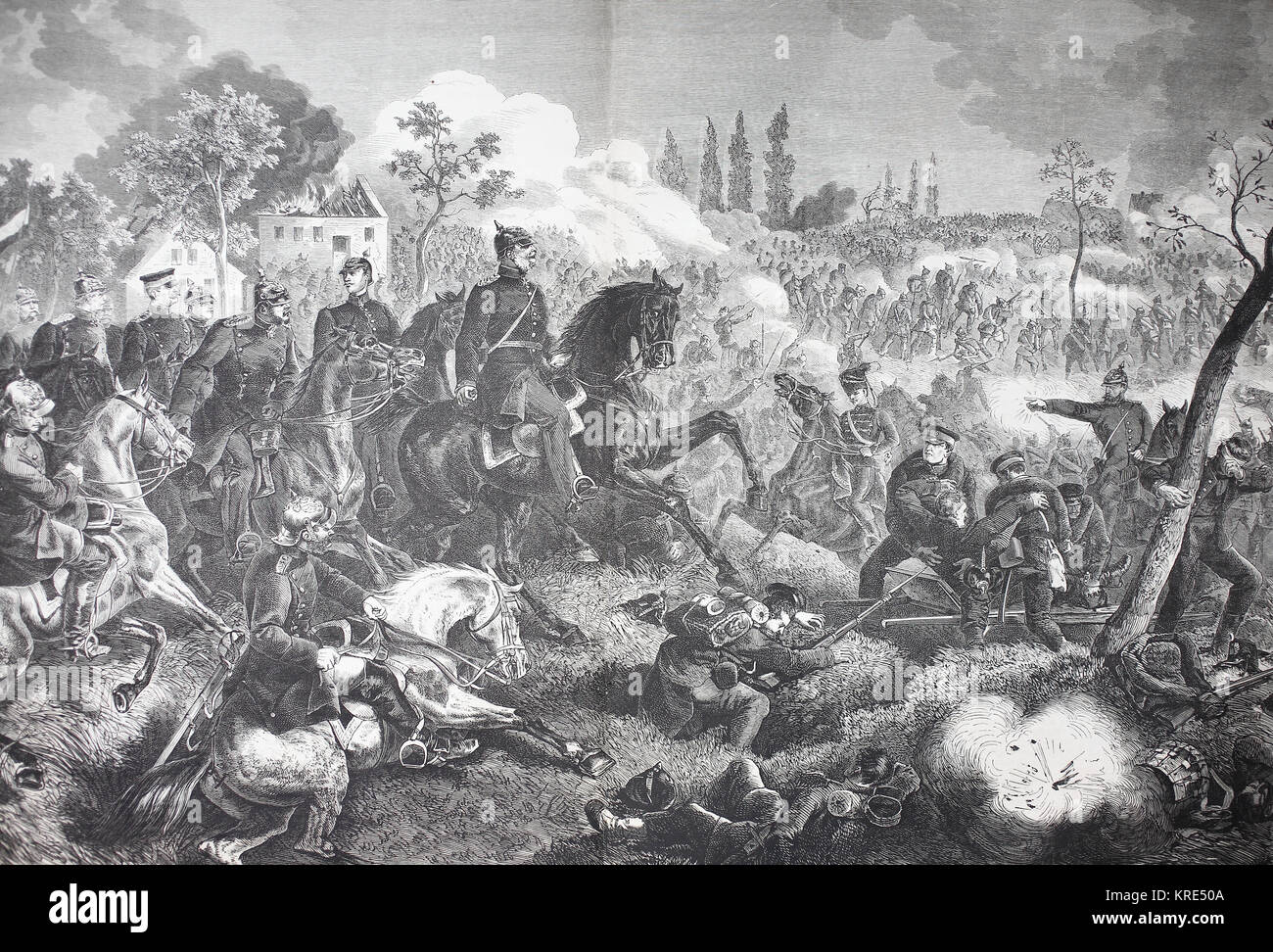King William in the Battle of Gravelotte, France, on 18 August, in the Franco-German War 1870/1871. The Battle of Gravelotte, or Gravelotte?St. Privat Stock Photo