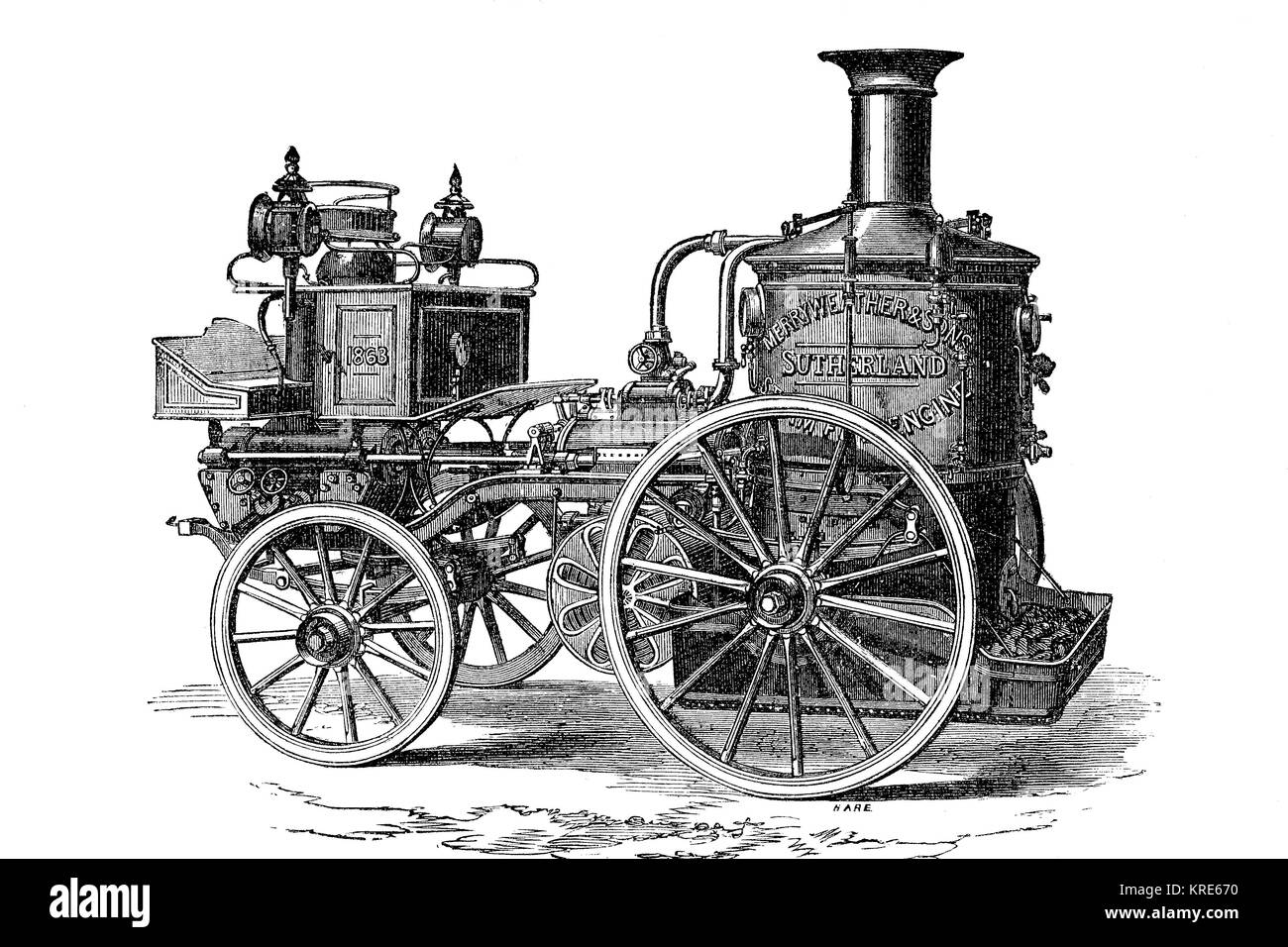 Merryweather steam fireengine and sons of 1863, technique, industrial