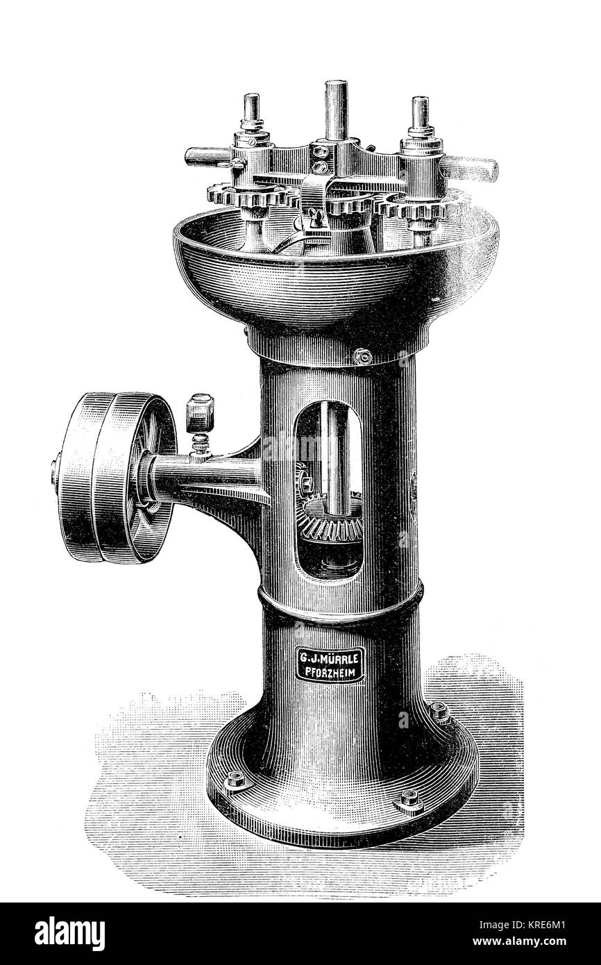 Chemical industry, Salbenreibmachine, a machine for the production of ointments, from Gg. Jb. Muerrle in Pforzheim, Germany, industrial product from t Stock Photo