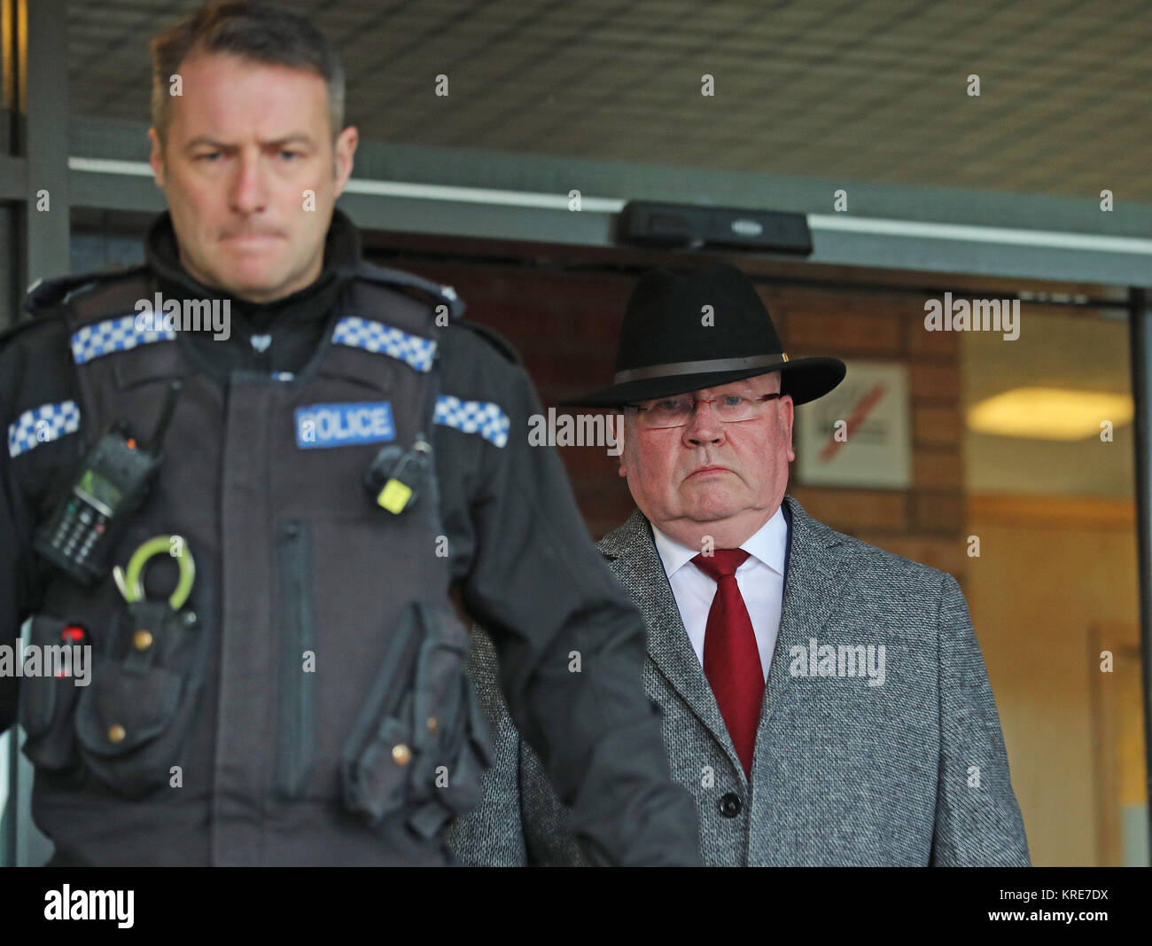Alan Bramley, 69, one of seven former prison officers who worked at Medomsley Detention Centre in Consett, County Durham, after his appearance at leaves Newton Aycliffe Magistrates' Court in County Durham, charged with abusing teenage inmates in the 1970s and 1980s. Stock Photo