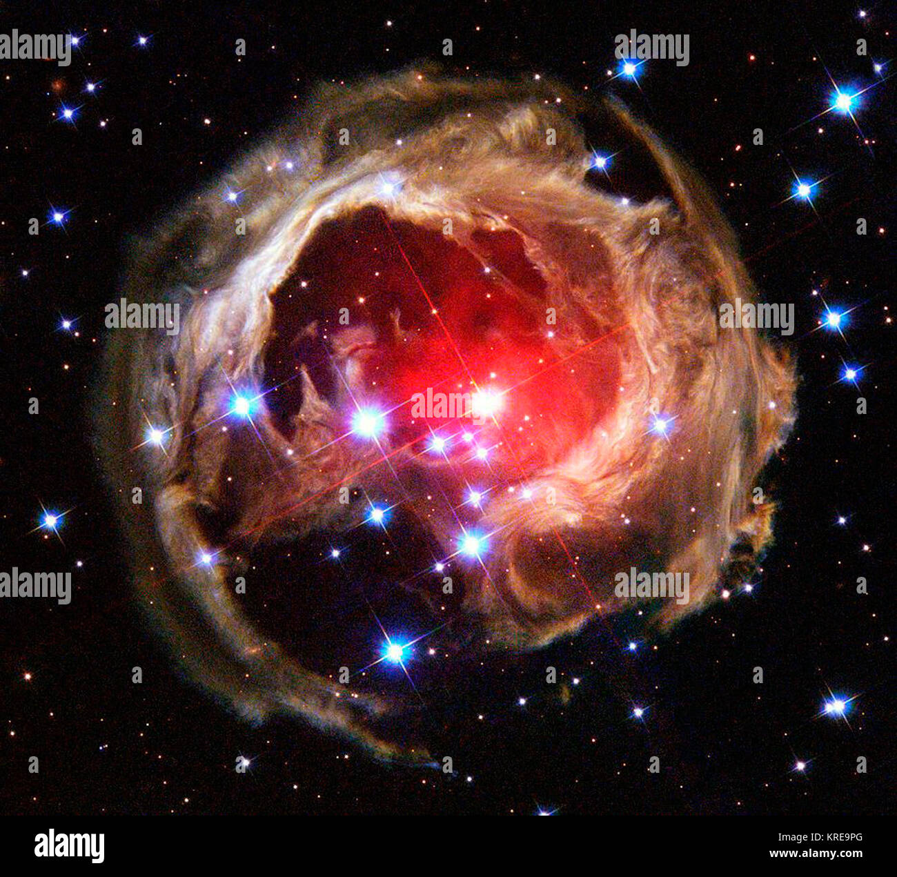 V838, Hubble images cropped Stock Photo