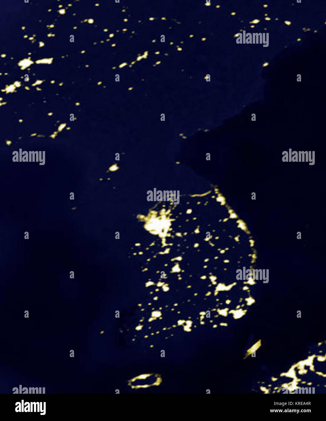 Korean peninsula at night Stock Photo 169345703 Alamy