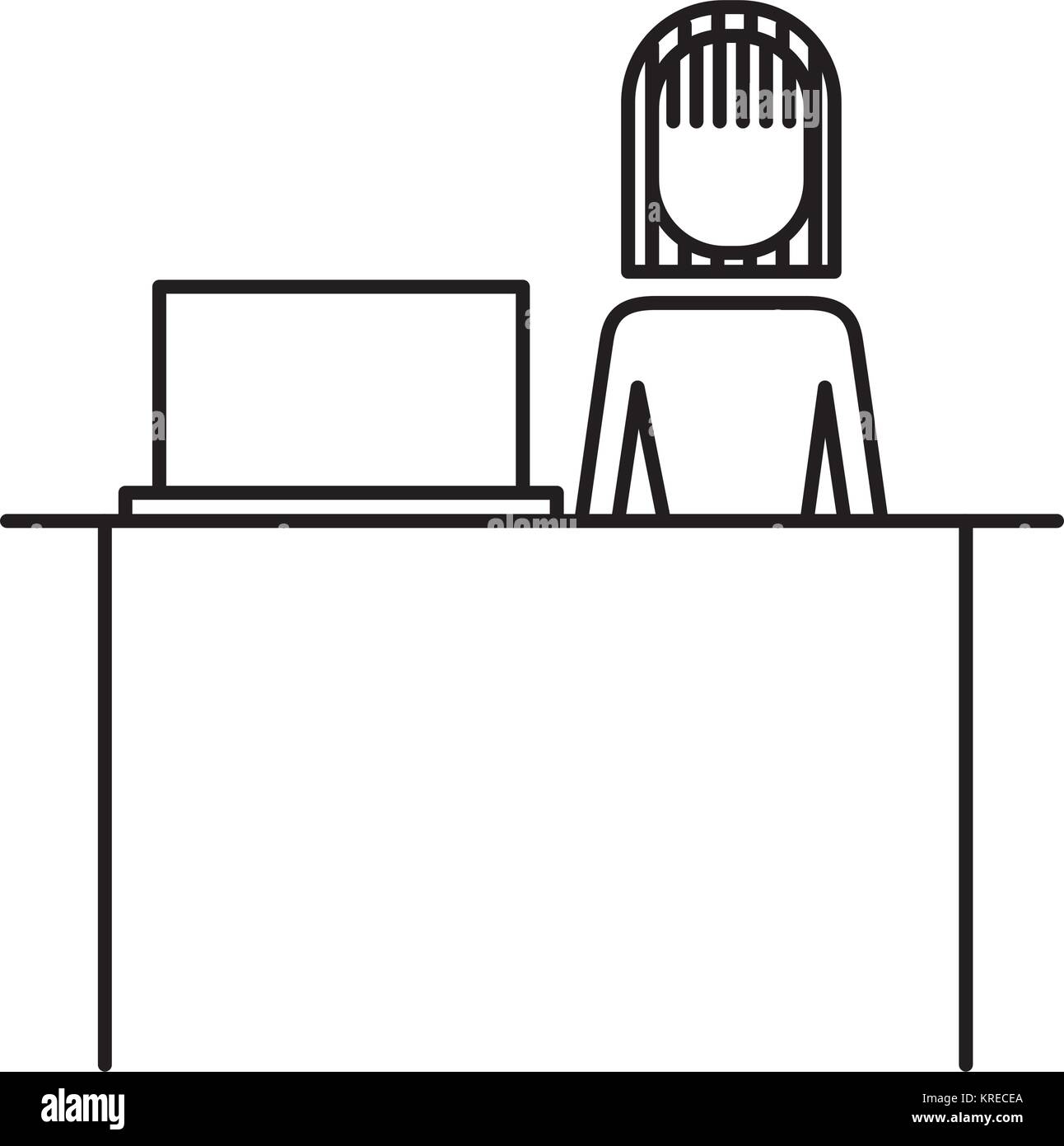 businesswoman with laptop and desk image Stock Vector Image & Art - Alamy
