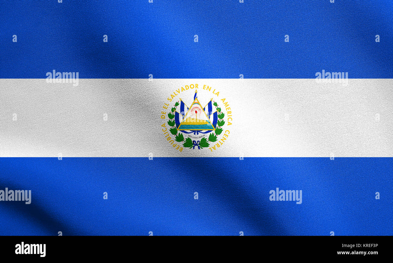 Flag of El Salvador waving with fabric texture Stock Photo Alamy