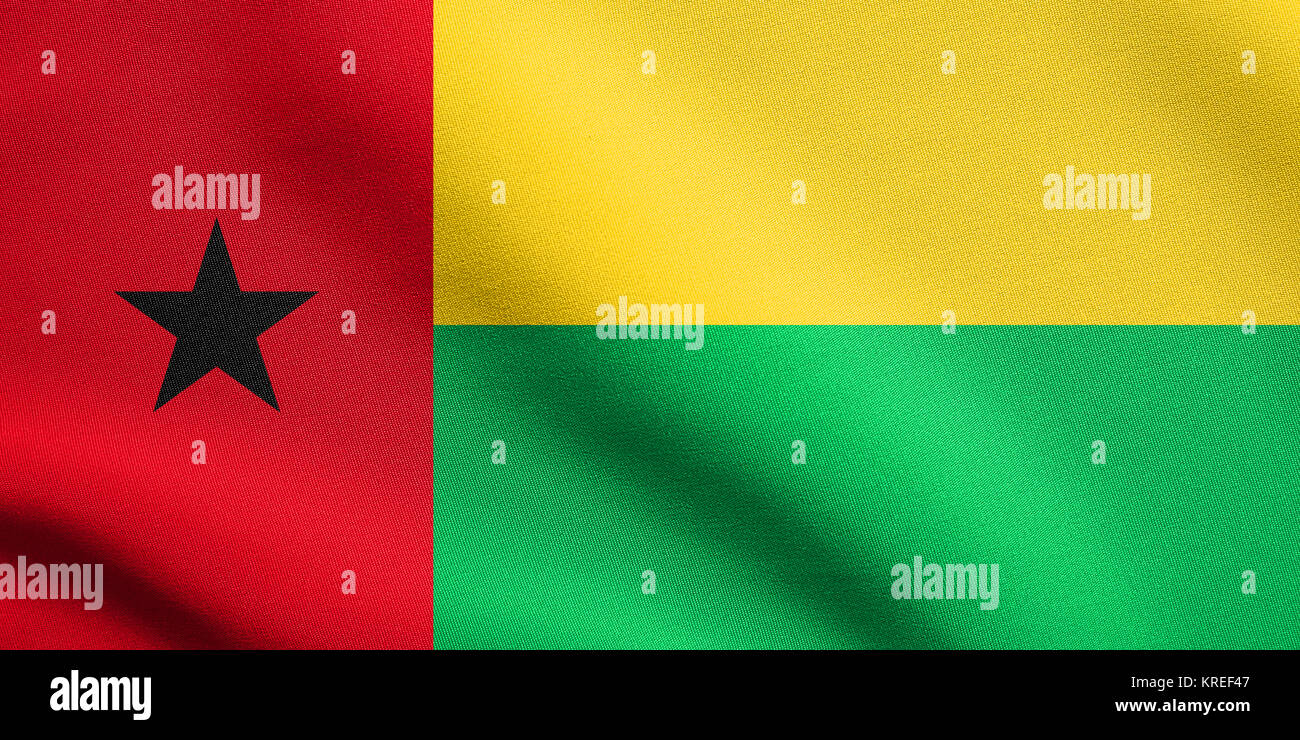 Flag of Guinea-Bissau waving with fabric texture Stock Photo