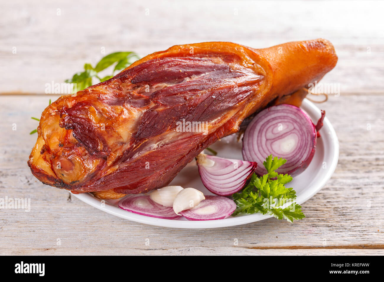 Smoked pork knuckle Stock Photo