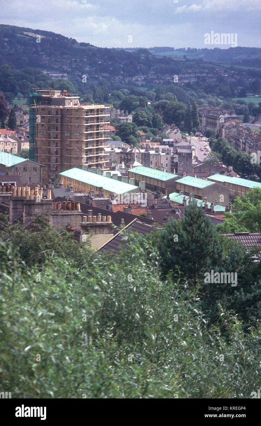 Snow Hill council flats being redeveloped late 1980s, Bath, England, UK