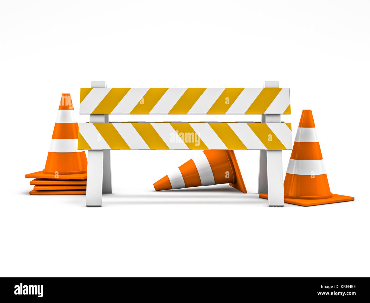Road repair, under construction road sign. 3D rendering Stock Photo