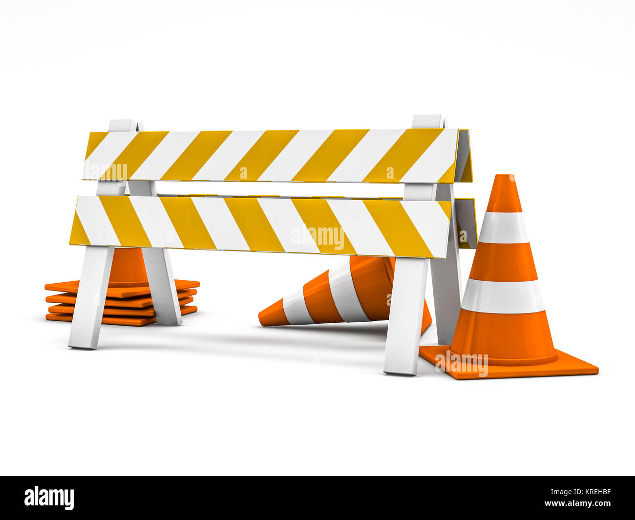 Road repair, under construction road sign. 3D rendering Stock Photo