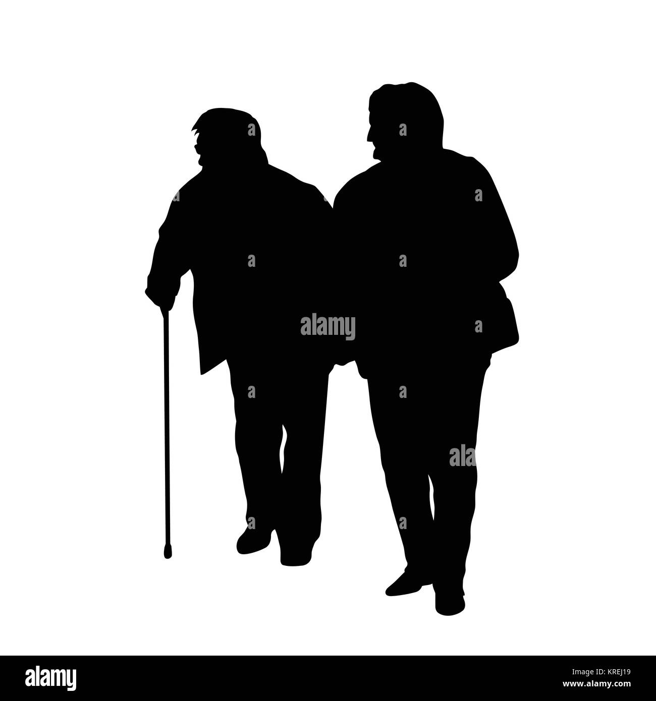 Senior couple silhouette on a white background, vector illustration ...
