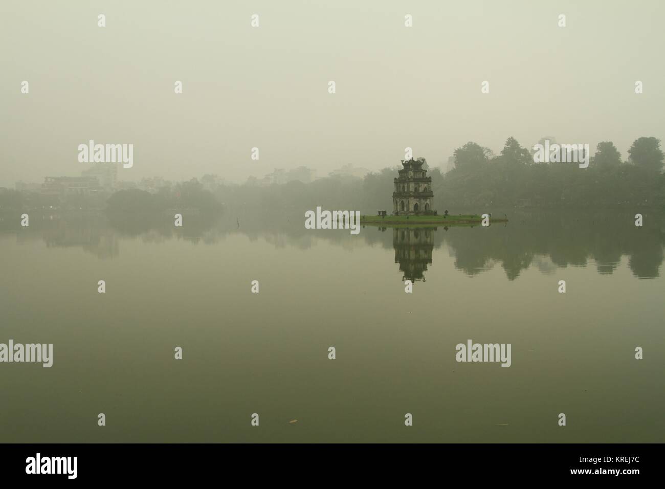Turtle Tower, Hoan Kiem (Sword) Lake, Hanoi, Vietnam Stock Photo