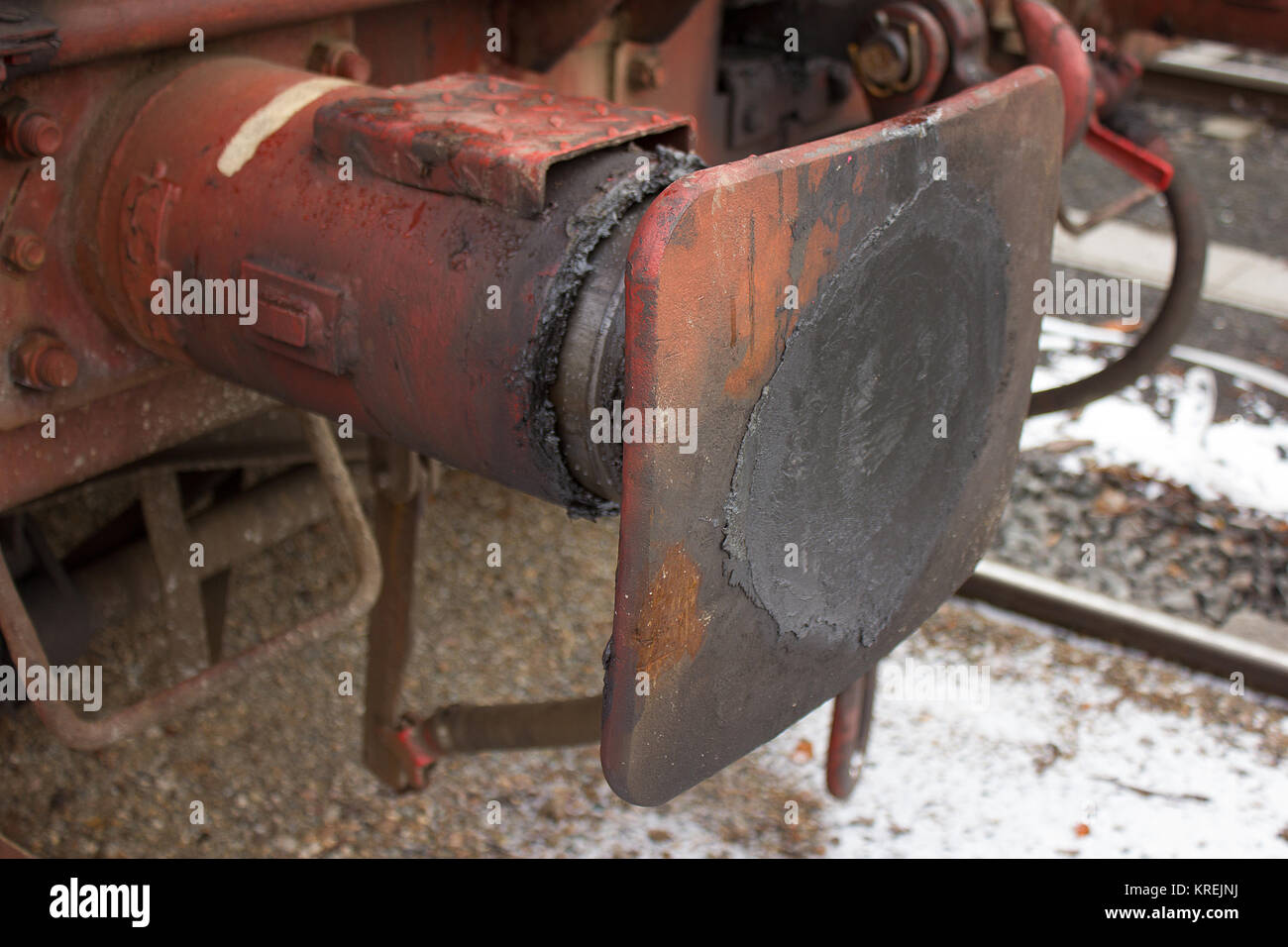 buffers of a railroad car for freight traffic Stock Photo Alamy