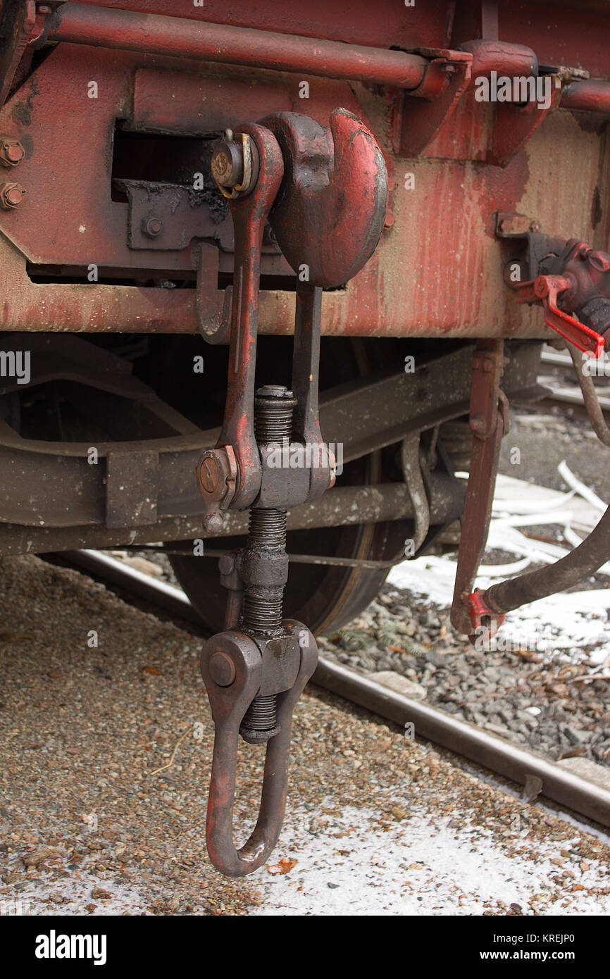clutch of a railroad car for freight traffic Stock Photo