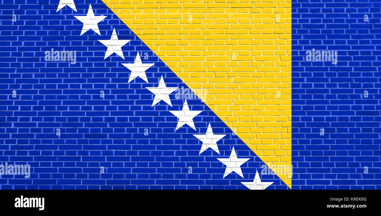 Flag of Bosnia and Herzegovina, brick wall texture Stock Photo - Alamy