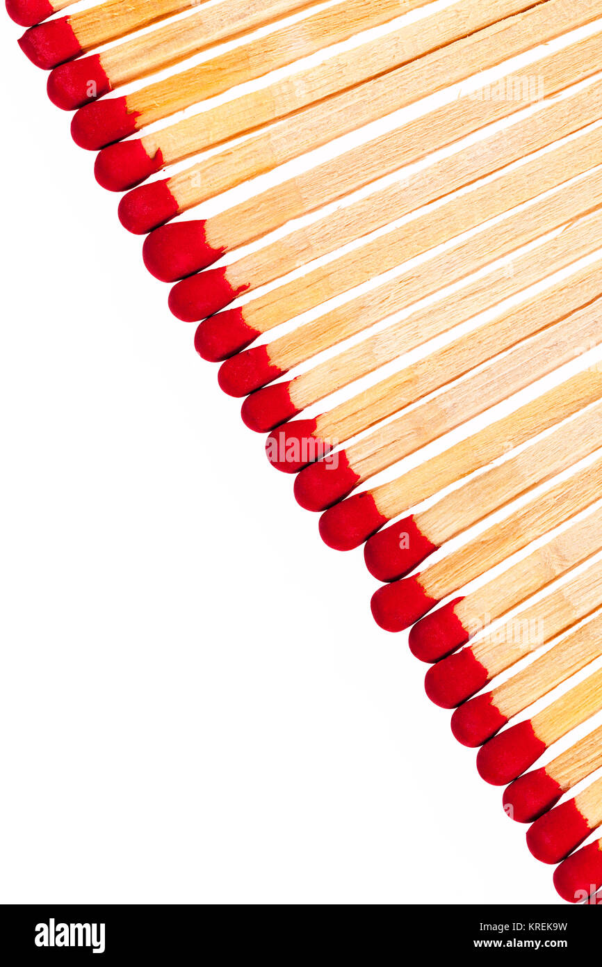 composition of matches with rad heads isolated on white background Stock Photo